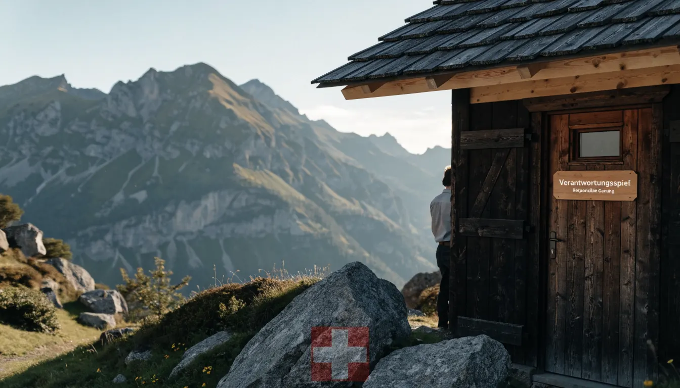 Schweizer Chalet mit Schild